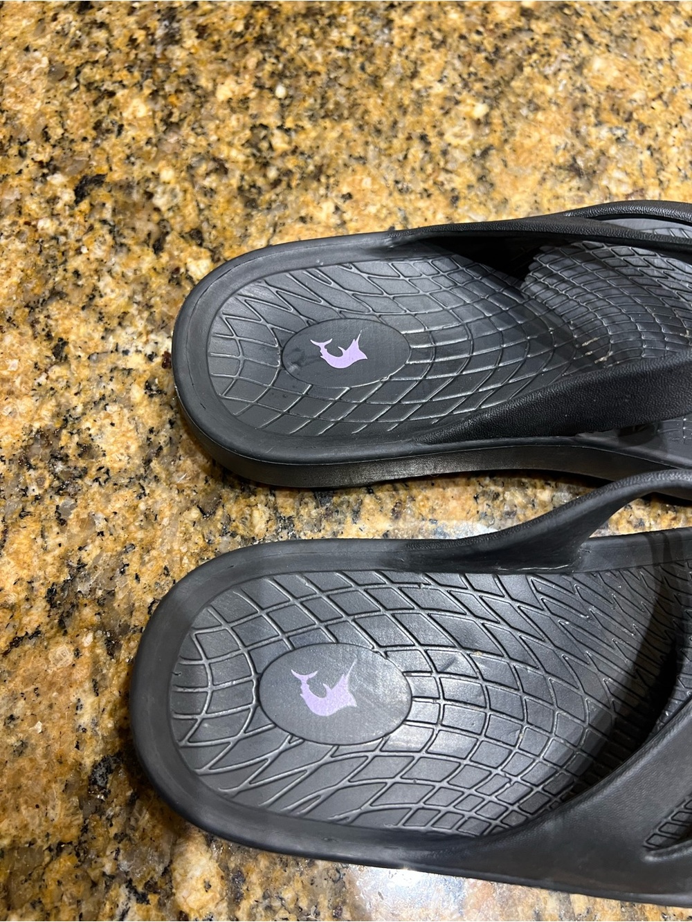 Reel Legenda Black Slide Sandals with Purple Logo Accents - Picture 2 of 15